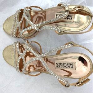 Strappy gold and crystal sandals